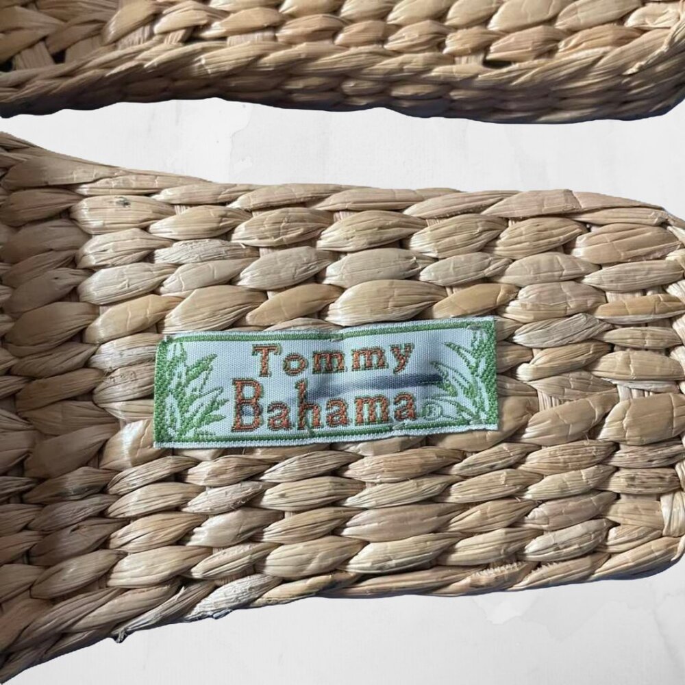 Tommy Bahama Woven Straw Palm Tree Sandals | Resort Coastal Cottagecore Tropical - Picture 5 of 11
